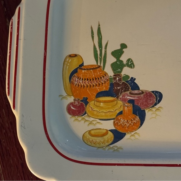 Vintage Homer Laughlin "Mexicana" Red Band Serving Tray / Plate - Picture 3 of 9